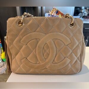 Chanel Petite Timeless Tote Quilted Caviar Neutral Beige